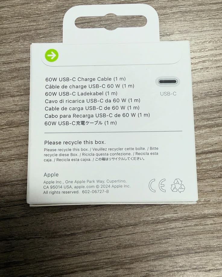 Apple USB-C 60W Charge Cable 1m - White (Braided)