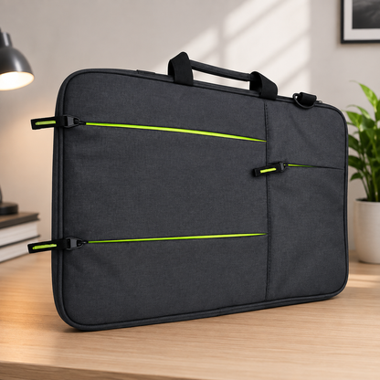 Laptop Bag with Green Zipper Detail
