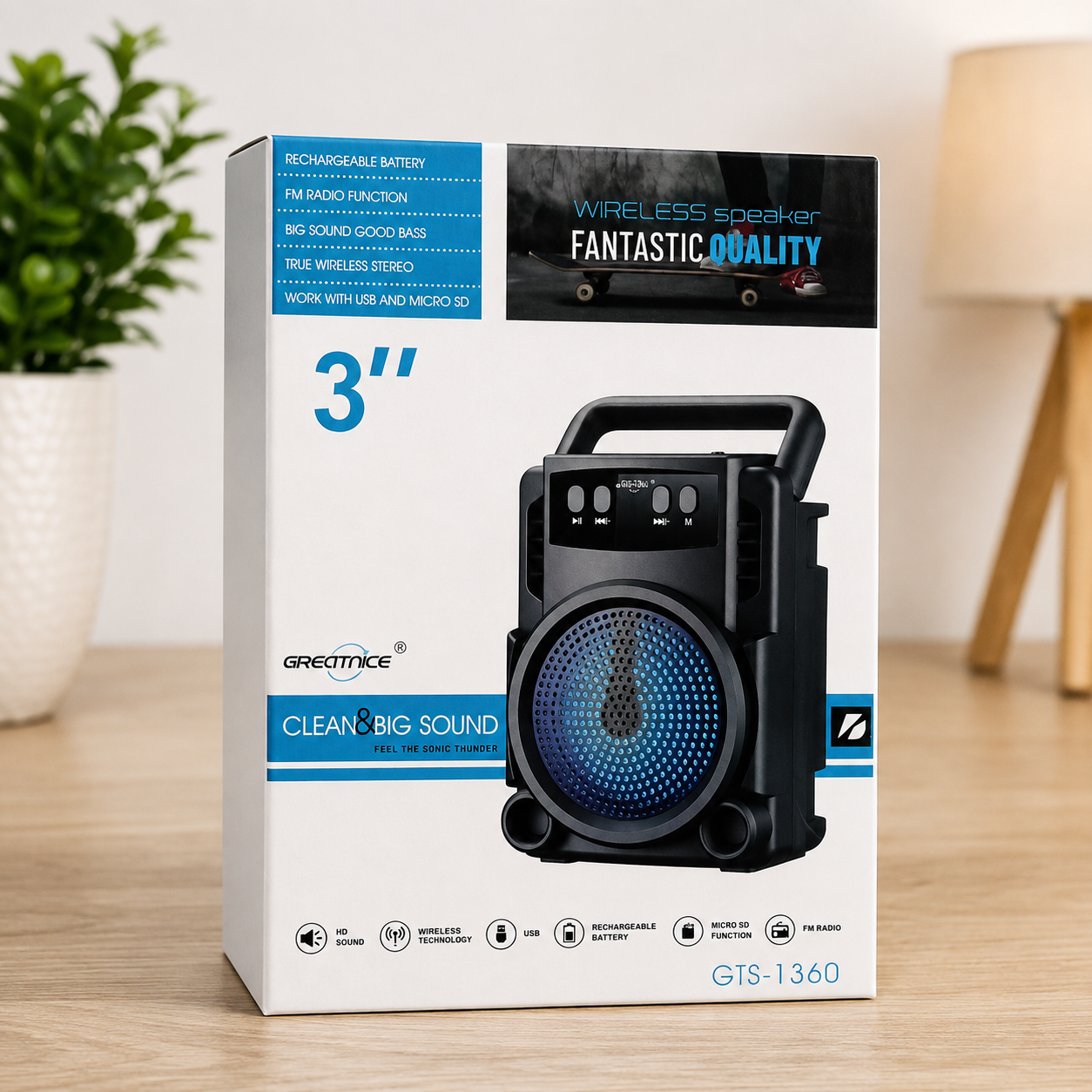 Greatnice GTS-1360 3" Portable Bluetooth Speaker