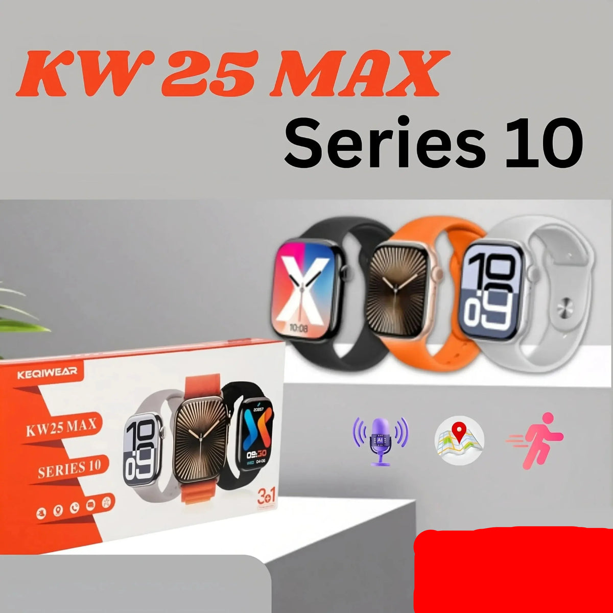 KEQIWEAR KW25 Max Series 10 Smart Watch (3+1 Straps)