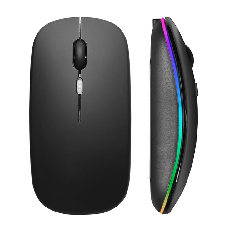 Enet 2.4GHz Wireless RGB Mouse - Rechargeable, Silent Click - Black