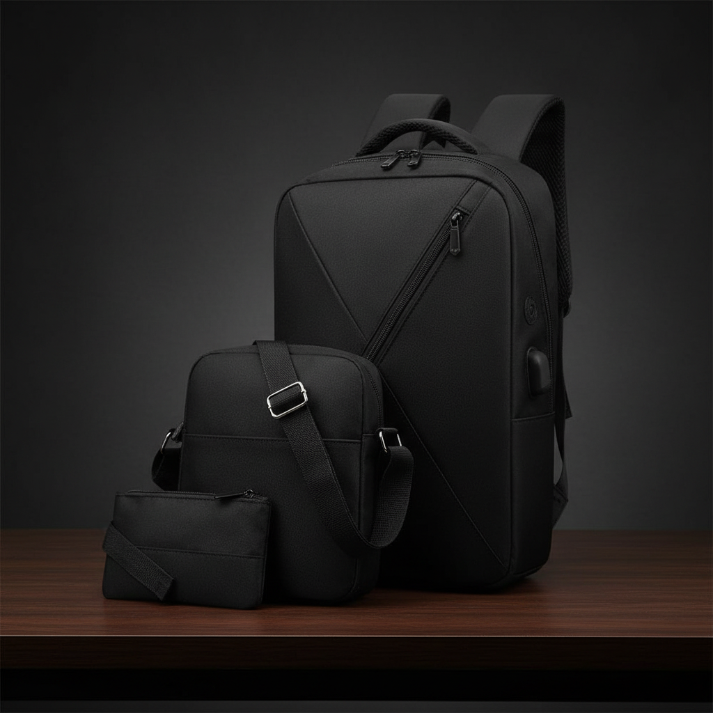 3-in-1 V-Design Laptop Backpack Set