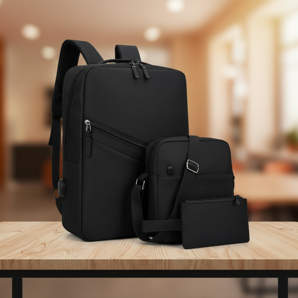 Premium 3-in-1 Two-Tone Laptop Backpack Set