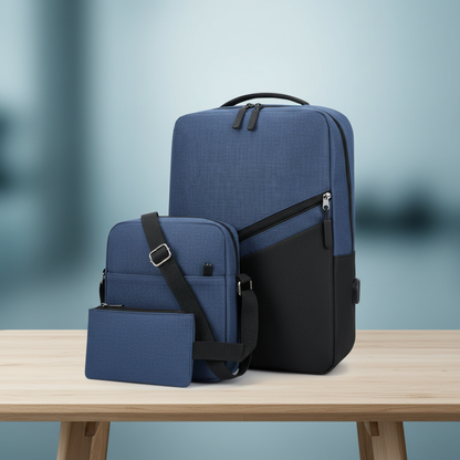 Premium 3-in-1 Two-Tone Laptop Backpack Set