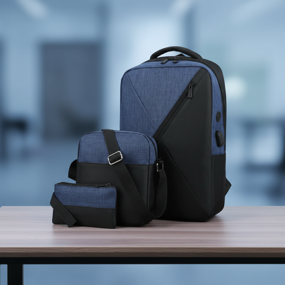 3-in-1 V-Design Laptop Backpack Set