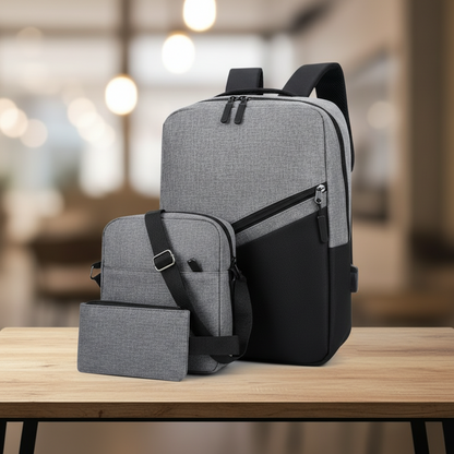 Premium 3-in-1 Two-Tone Laptop Backpack Set