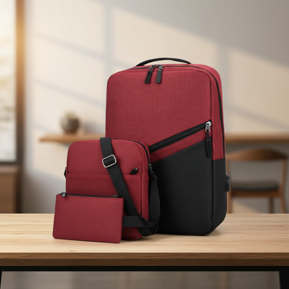 Premium 3-in-1 Two-Tone Laptop Backpack Set